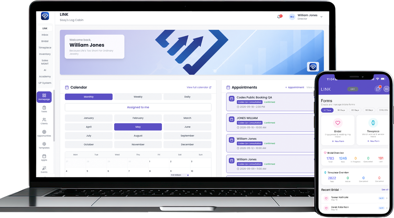 JewelLink dashboards and mobile workflows