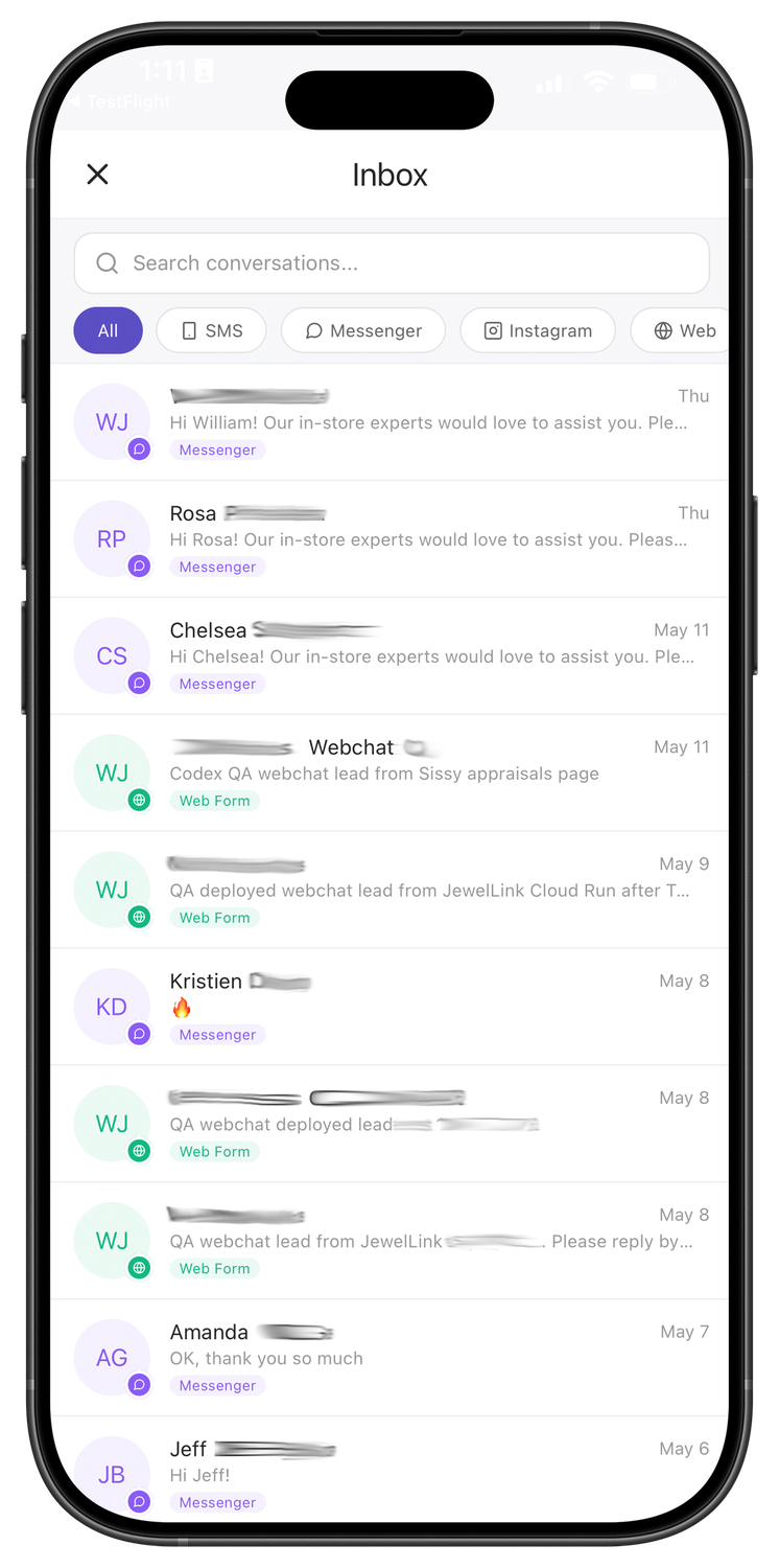 JewelLink unified mobile inbox